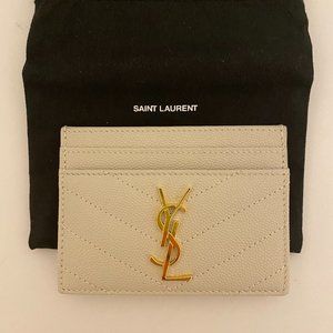 Saint Laurent Monogram Card Case In Grain De Poudre Embossed Leather